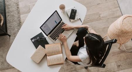 Women working at her desk